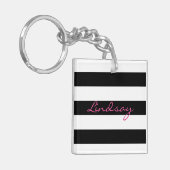 Aangepaste Sleutelhanger met zwarte en witte strep (Voorkant Links)