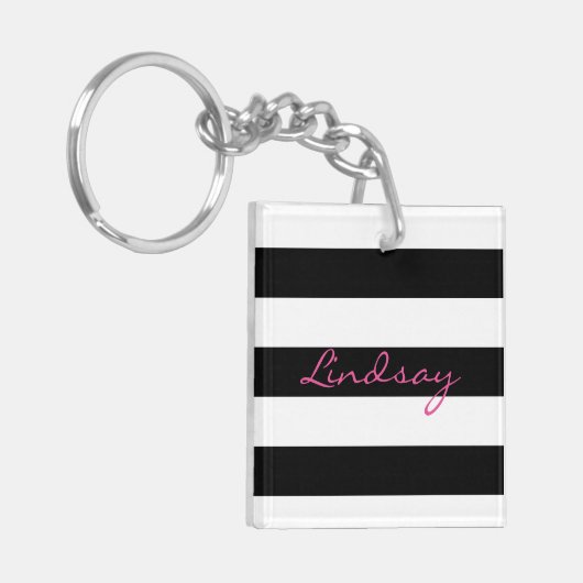 Aangepaste Sleutelhanger met zwarte en witte strep (Voorkant Links)