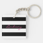 Aangepaste Sleutelhanger met zwarte en witte strep (Achterkant)