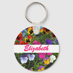 Aangepaste Sleutelhanger Pansy Flowers