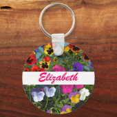 Aangepaste Sleutelhanger Pansy Flowers (Voorkant)