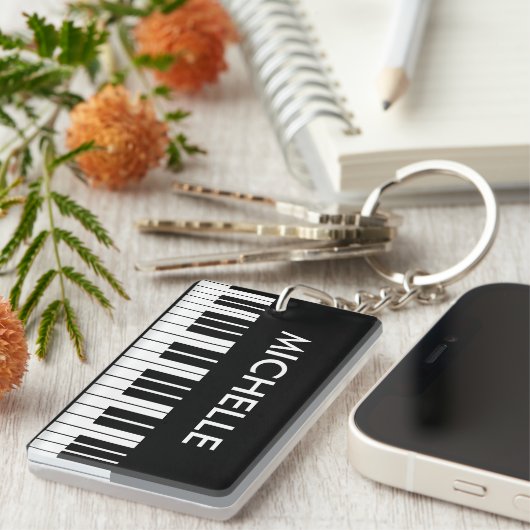 Aangepaste sleutelhanger pianosleutels voor pianis (Voorkant Rechts)