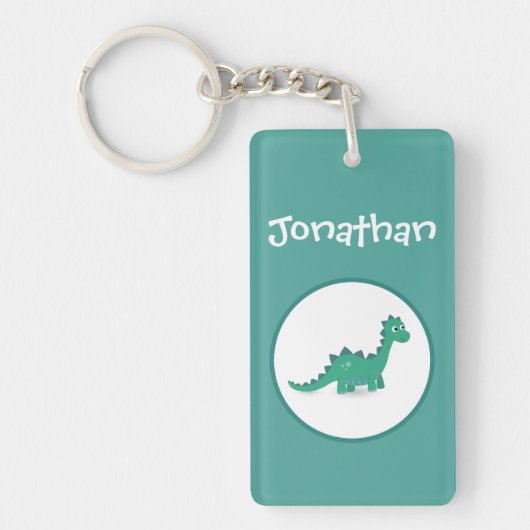 Aangepaste sleutelhanger voor de rechthoekige dino (Voorkant)