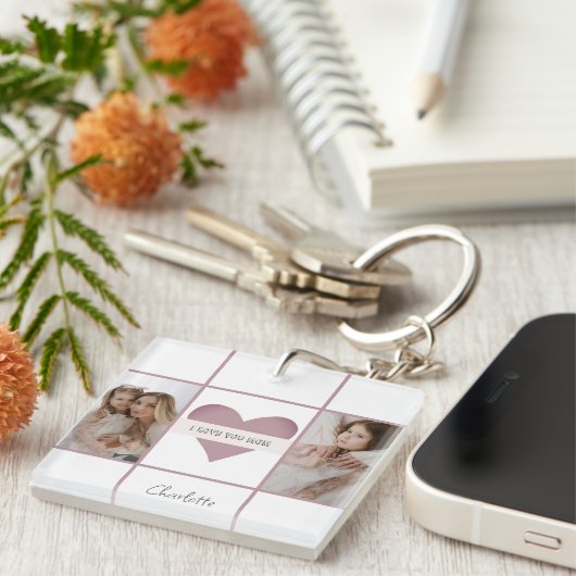 Aangepaste Sleutelhanger voor mama - I Love You De (Voorkant Rechts)