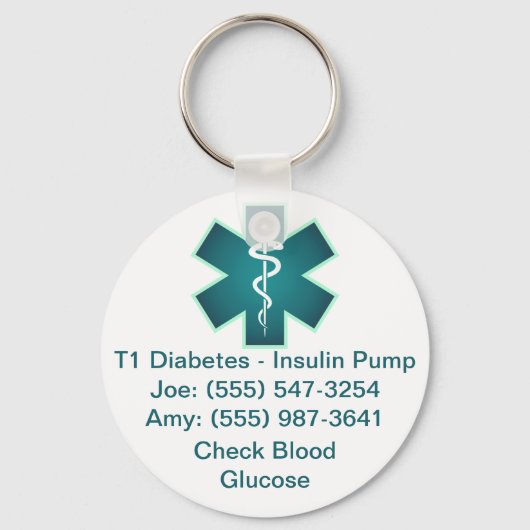 Aangepaste Sleutelhanger voor medische waarschuwin (Voorkant)