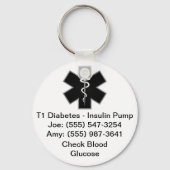 Aangepaste Sleutelhanger voor medische waarschuwin (Voorkant)
