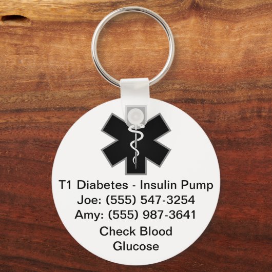 Aangepaste Sleutelhanger voor medische waarschuwin (Voorkant)