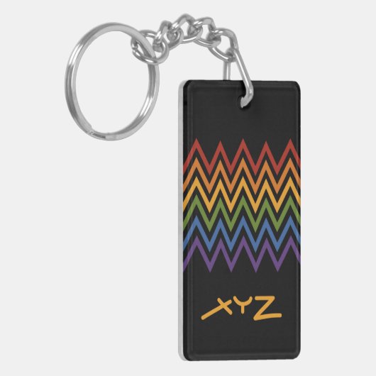 aangepaste sleutelketen Rainbow Chevron Pattern Sleutelhanger (Voorkant Links)