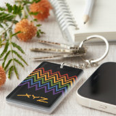 aangepaste sleutelketen Rainbow Chevron Pattern Sleutelhanger (Voorkant Rechts)