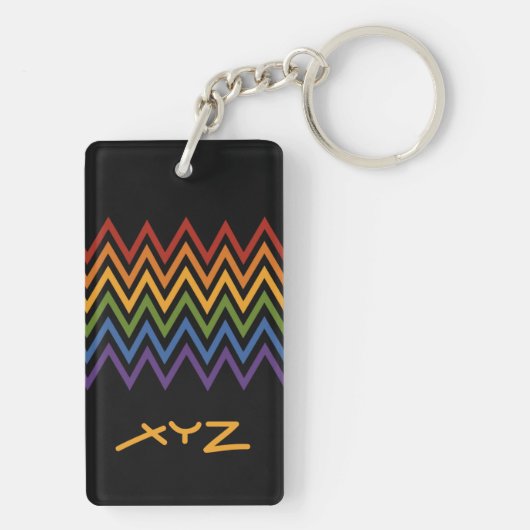 aangepaste sleutelketen Rainbow Chevron Pattern Sleutelhanger (achterkant)