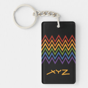 aangepaste sleutelketen Rainbow Chevron Pattern Sleutelhanger