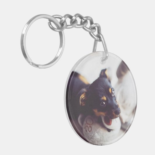 Aangepaste sleutelketen voor dubbelzijdige puppy D Sleutelhanger (Voorkant Links)