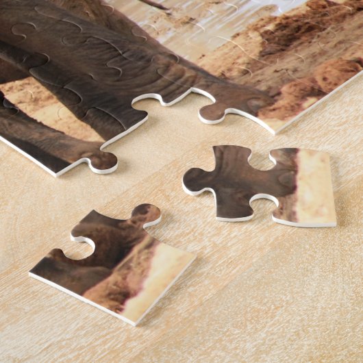 Aangepaste slogan/behoud olifant broers en zussen legpuzzel (Zijkant)
