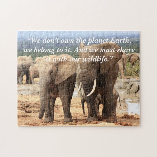 Aangepaste slogan/behoud olifant broers en zussen legpuzzel (Horizontaal)
