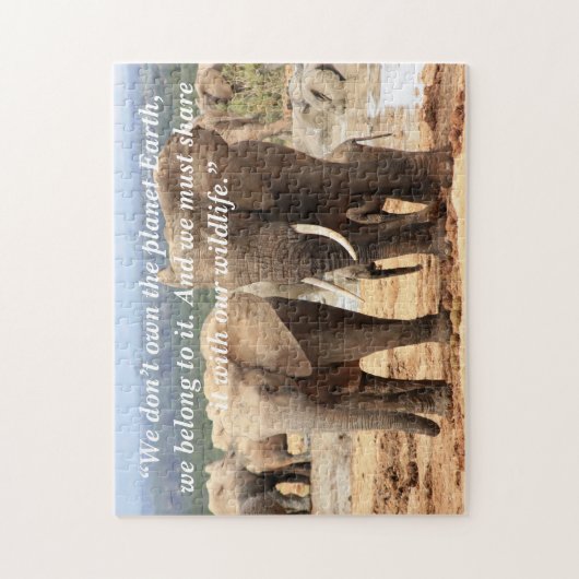 Aangepaste slogan/behoud olifant broers en zussen legpuzzel (Verticaal)