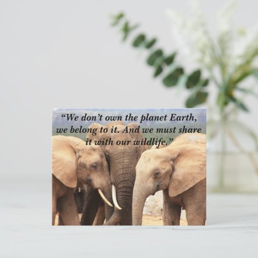 Aangepaste slogan / behoud olifant familie feestdagenkaart (Staand voorkant)