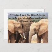 Aangepaste slogan / behoud olifant familie feestdagenkaart (Voorkant / Achterkant)