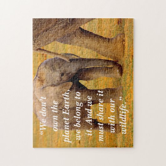 Aangepaste slogan / behoud olifant kalf legpuzzel (Verticaal)