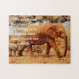Aangepaste Slogan/Behoud olifant Moeder & Kalf Legpuzzel