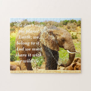 Aangepaste slogan / behoud olifant splash legpuzzel