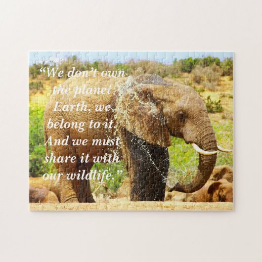 Aangepaste slogan / behoud olifant splash legpuzzel (Horizontaal)