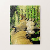 Aangepaste Slogan/Behoud Rhino Moeder & Kalf Legpuzzel (Verticaal)