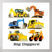 Aangepaste slogan Big Diggers Construction Trucks Poster (Voorkant)