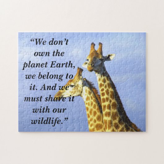 Aangepaste slogan/Conservation Giraffe Lookout Legpuzzel (Horizontaal)