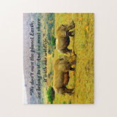 Aangepaste slogan/Conservation Rhino paar Legpuzzel (Verticaal)