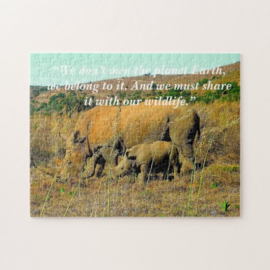 Aangepaste slogan/Conservation Rhino Reeds Legpuzzel (Horizontaal)