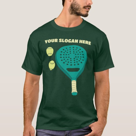 Aangepaste Slogan Padel Tennis Racket en Ballen T-shirt (Voorkant)