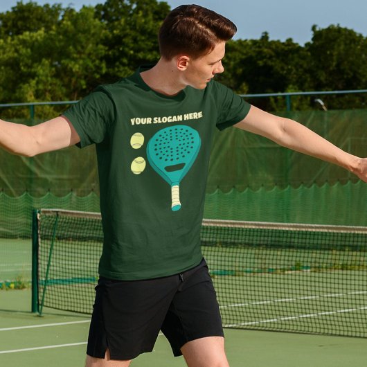 Aangepaste Slogan Padel Tennis Racket en Ballen T-shirt