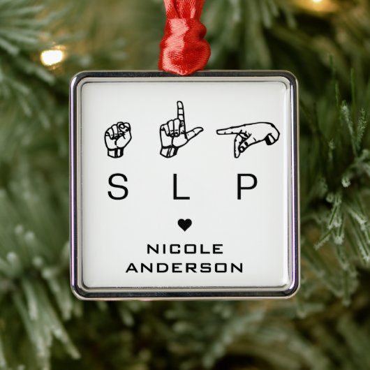 Aangepaste SLP Speech Language Patholoog ASL Metalen Ornament (Boom)