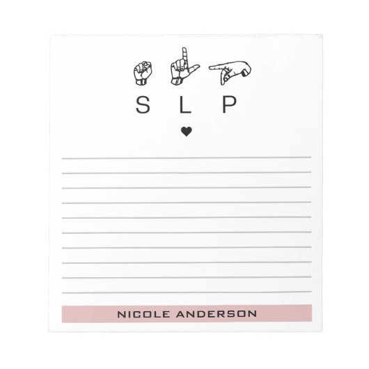 Aangepaste SLP Speech Language Patholoog ASL Notitieblok (Voorkant)