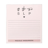 Aangepaste SLP Speech Language Patholoog ASL Notitieblok (Voorkant)