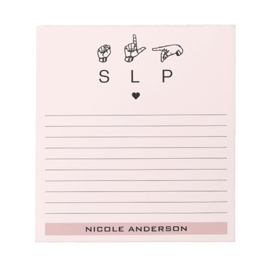 Aangepaste SLP Speech Language Patholoog ASL Notitieblok (Voorkant)