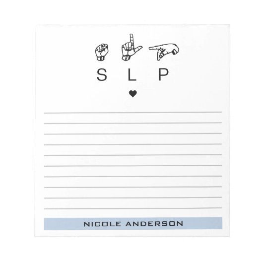 Aangepaste SLP Speech Language Patholoog ASL Notitieblok (Voorkant)