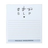 Aangepaste SLP Speech Language Patholoog ASL Notitieblok (Voorkant)