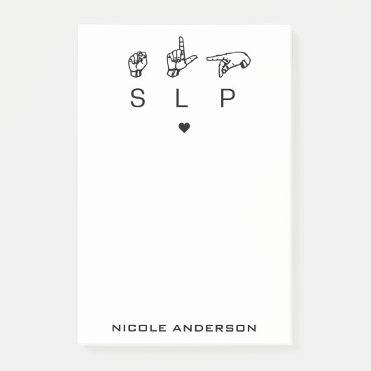 Aangepaste SLP Speech Language Patholoog ASL Post-it® Notes (Voorkant)