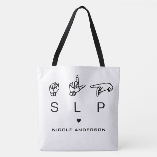 Aangepaste SLP Speech Language Patholoog ASL Tote Bag (Voorkant)