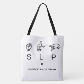 Aangepaste SLP Speech Language Patholoog ASL Tote Bag (Achterkant)