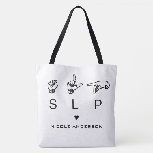 Aangepaste SLP Speech Language Patholoog ASL Tote Bag (Achterkant)