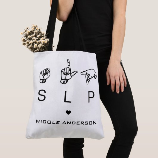 Aangepaste SLP Speech Language Patholoog ASL Tote Bag (Dichtbij)
