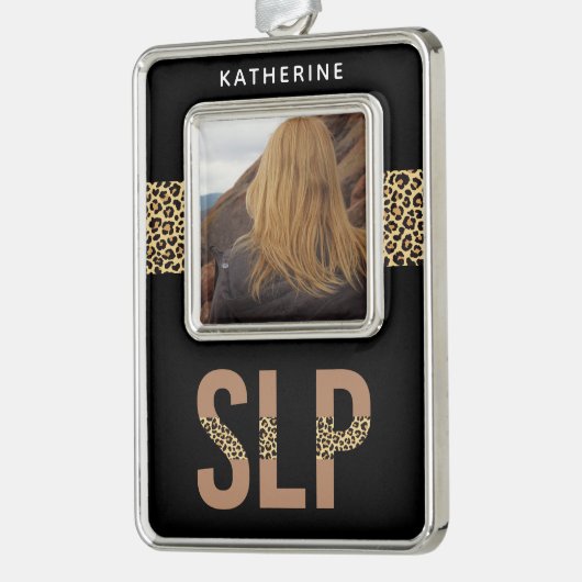 Aangepaste SLP Speech Pathologist Photo Verzilverd Omlijst Ornament (Links)