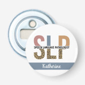 Aangepaste SLP Speech Patholoog Leopard Print Button Flesopener (Voorkant)