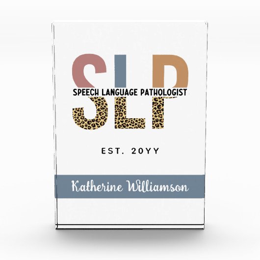 Aangepaste SLP Speech Patholoog Leopard Print Fotoblokken (Voorkant)