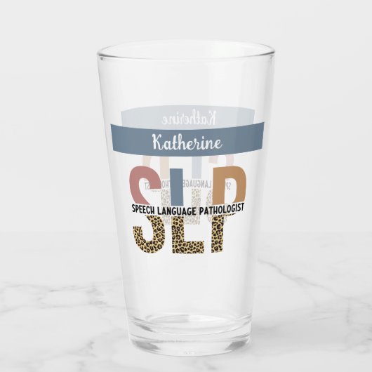 Aangepaste SLP Speech Patholoog Leopard Print Glas (Achterkant)