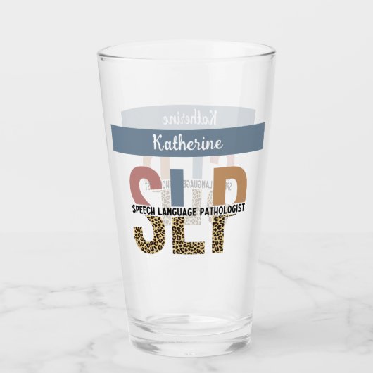 Aangepaste SLP Speech Patholoog Leopard Print Glas (Voorkant)