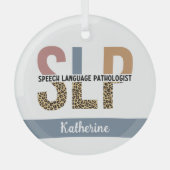 Aangepaste SLP Speech Patholoog Leopard Print Glas Ornament (Voorkant)