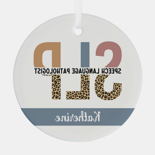 Aangepaste SLP Speech Patholoog Leopard Print Glas Ornament (Achterkant)